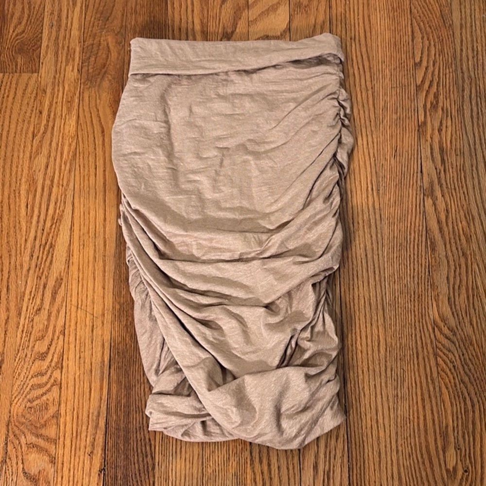 A.L.C. Pull on Ruched Linen Blend Skirt Tan size Small‎